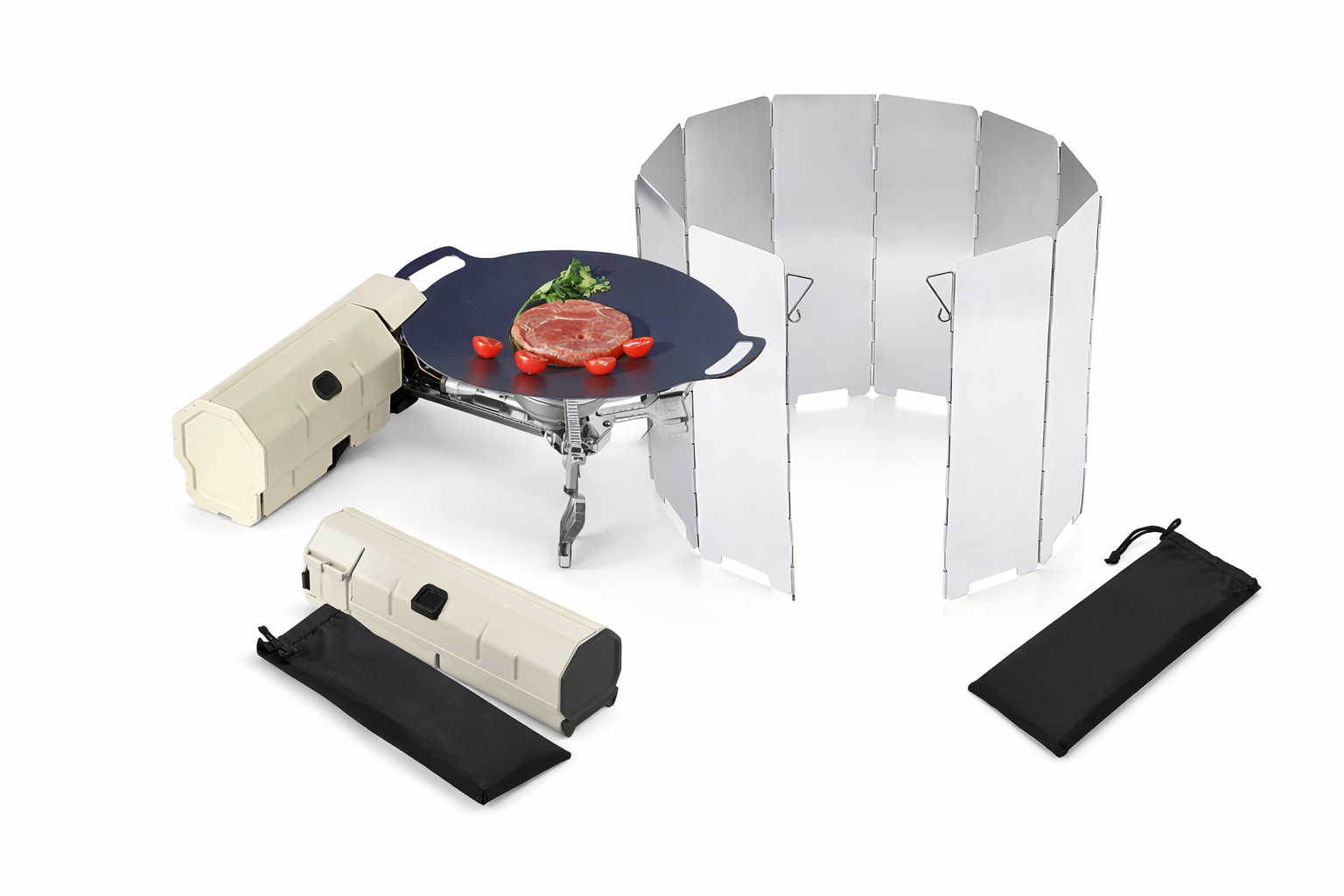 Opvouwbaar Camping Gasfornuis Met Kookset