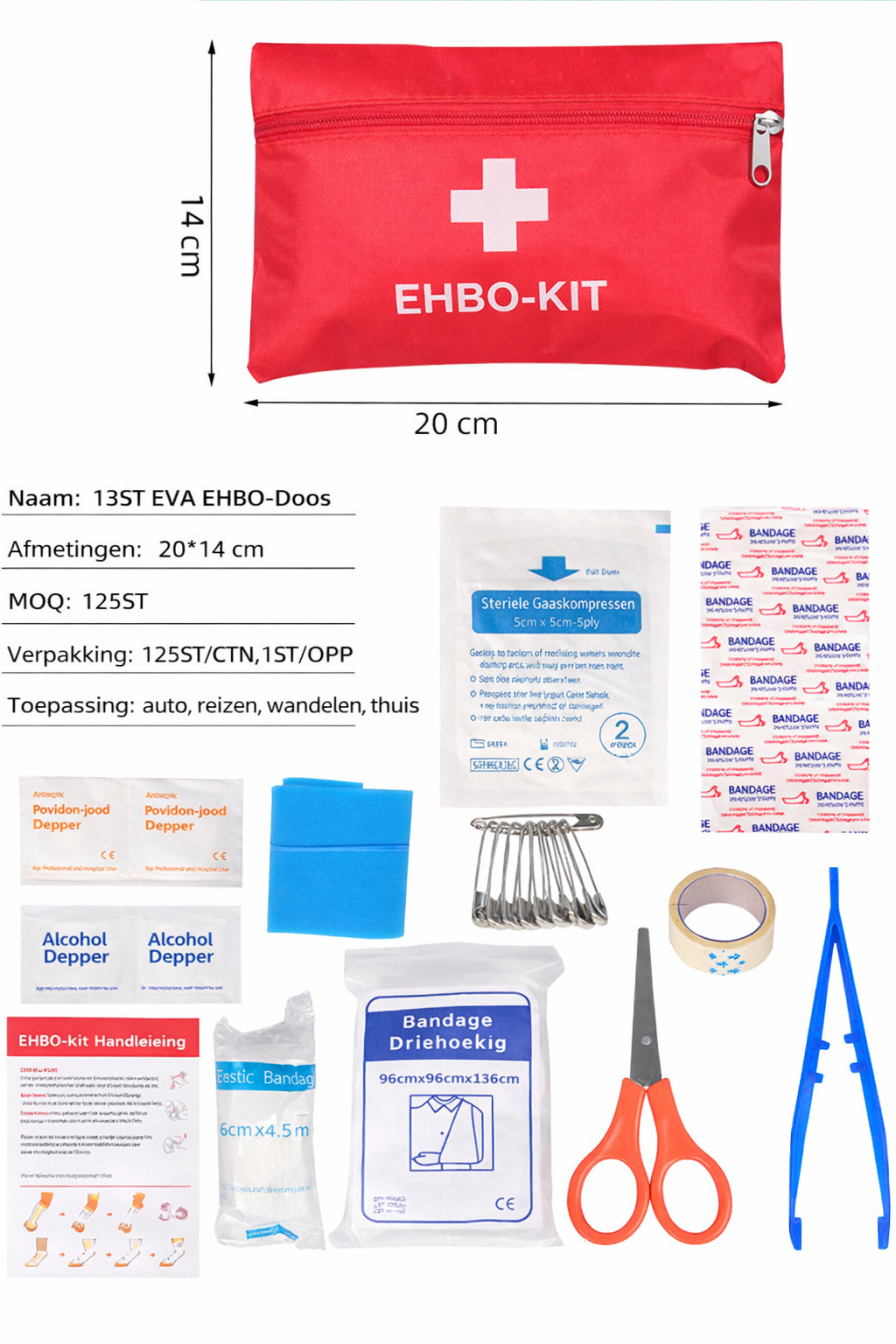 Compacte EHBO-Set voor Auto & Outdoor – 75-delig Noodpakket