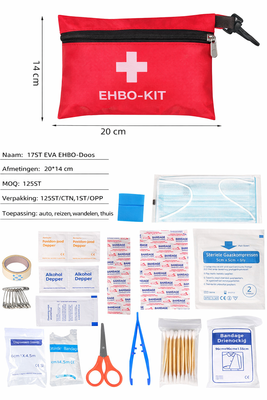 Compacte EHBO-Set voor Auto & Outdoor – 75-delig Noodpakket