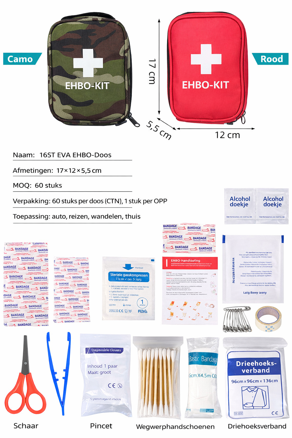 Compacte EHBO-Set voor Auto & Outdoor – 75-delig Noodpakket